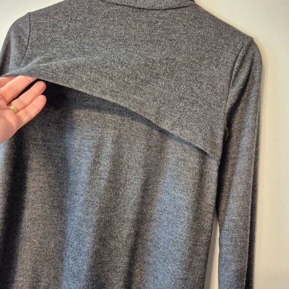 Club Monaco 100% Wool Grey Assymetric Zippered Wrap Sweater - Picture 9 of 14